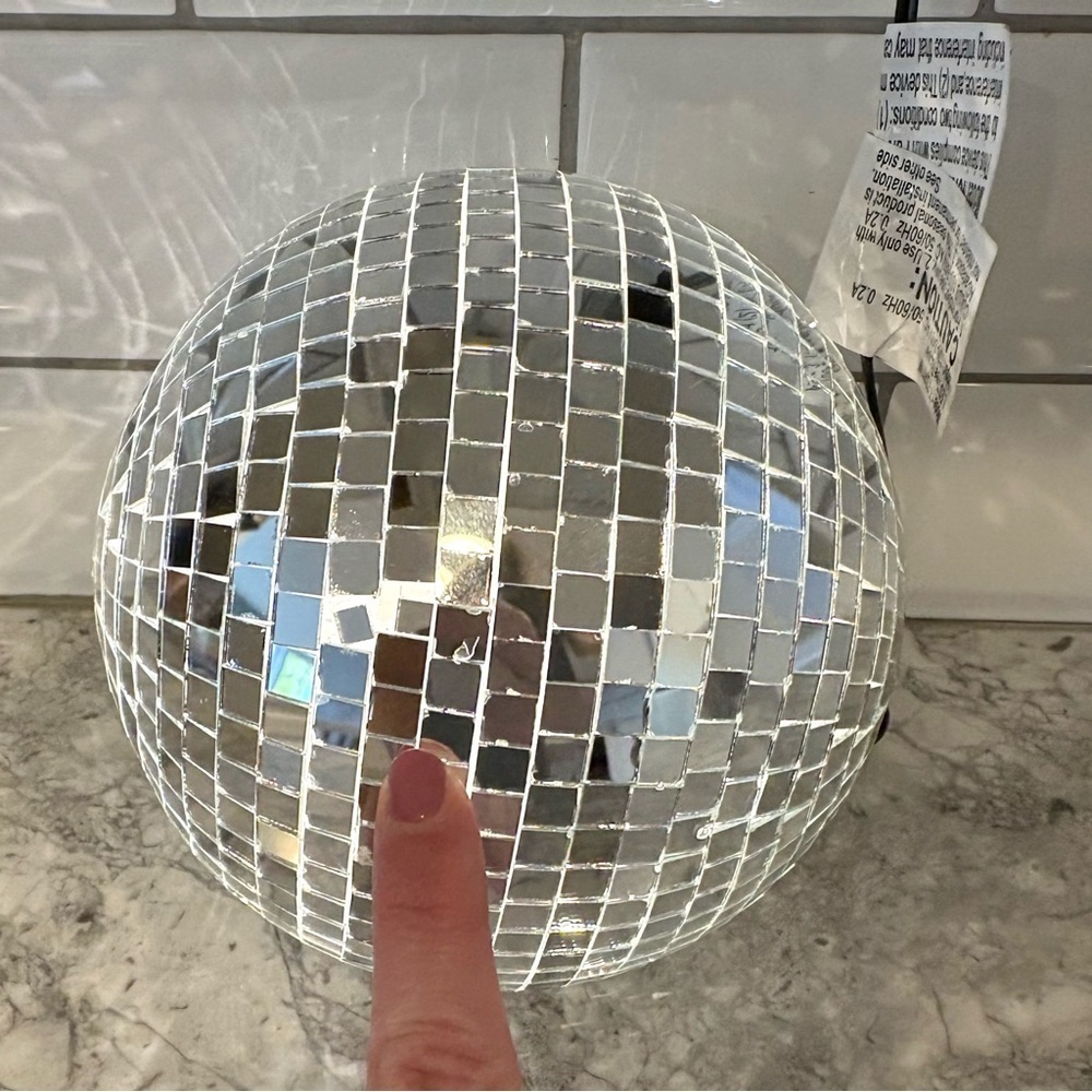 Silver Disco Ball Tree Topper LED Light Reflective Rotating Christmas Party NEW - Picture 10 of 10